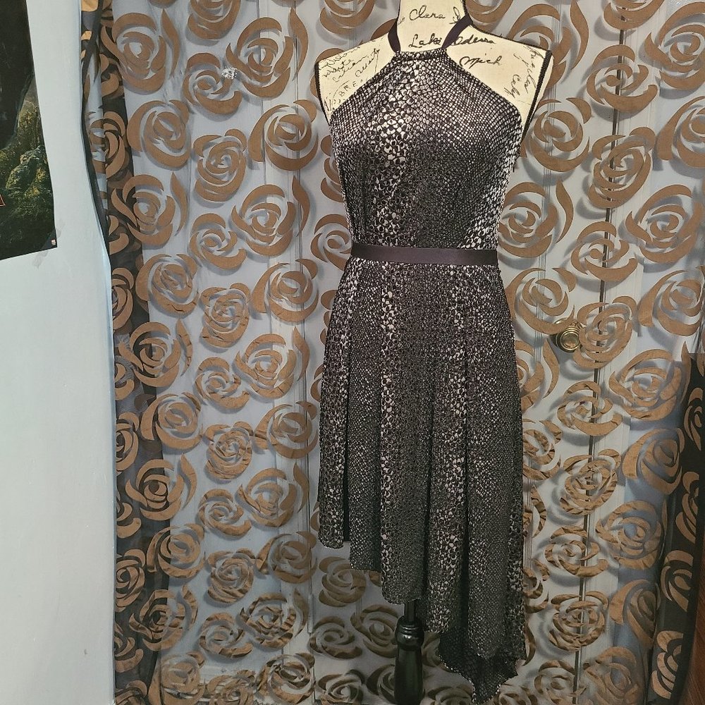 RACHEL black and silver halter dress